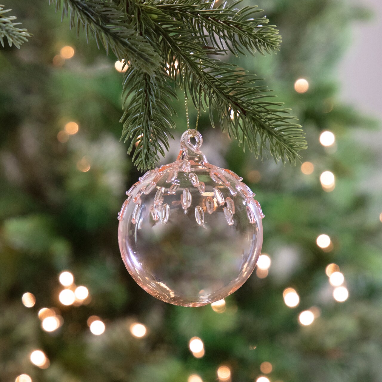 Northlight Textured Fused Glass Christmas Ball Ornament - 3" - Transparent Pink